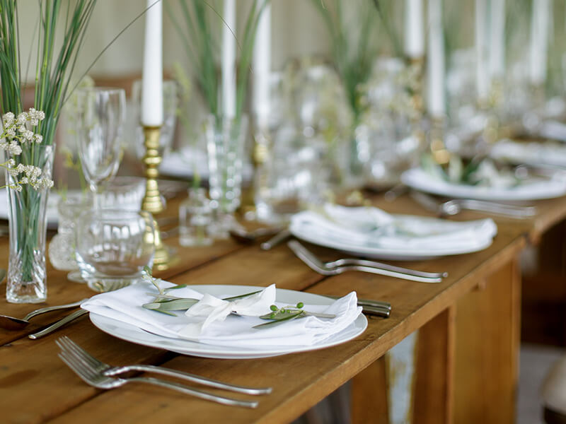 place settings for wedding breakfast