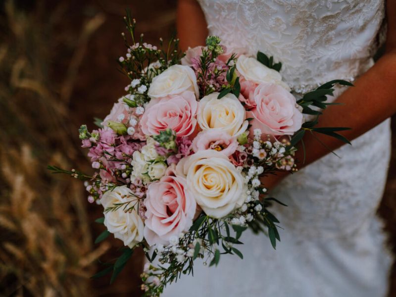 bride's wedding bouquet with roses