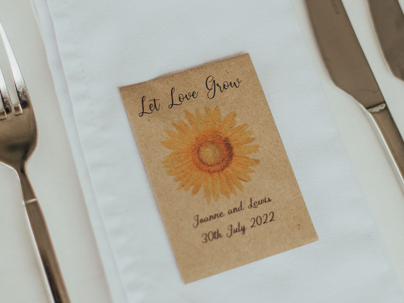 place setting with sunflower design