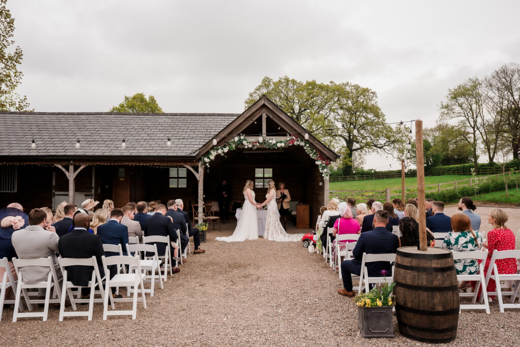 ceremony being held at an outdoor wedding venue