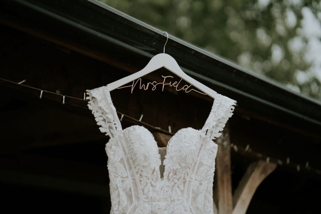 Wedding dress hanging