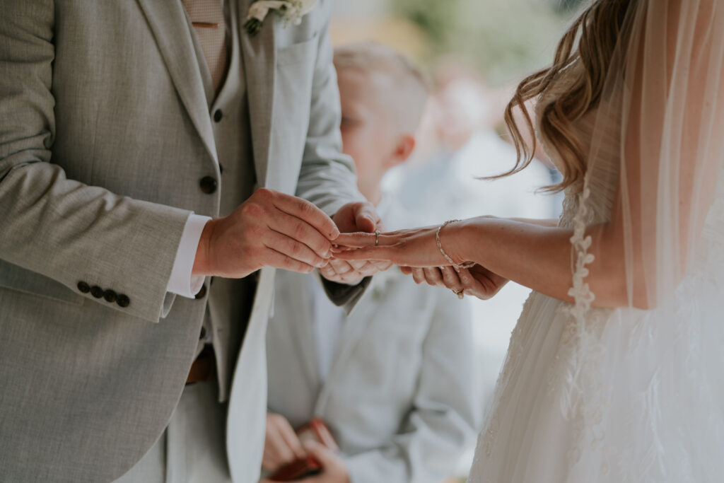 Wedding rings at ceremony