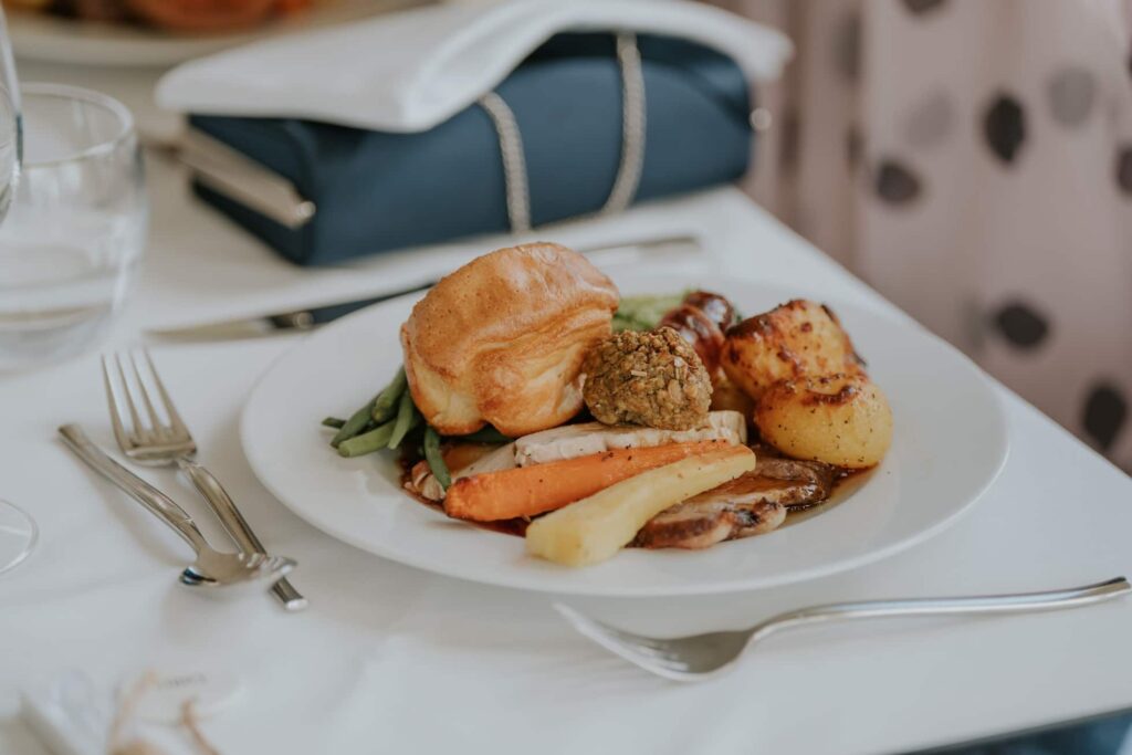 Roast dinner for wedding breakfast