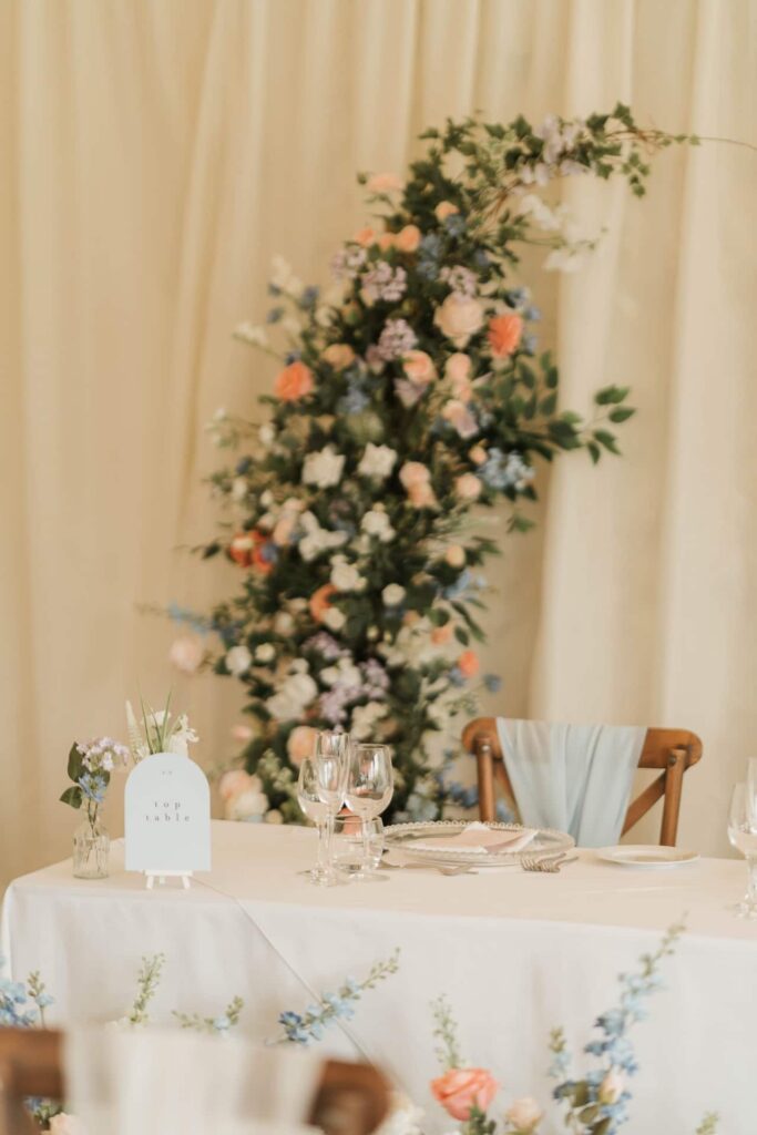 Hanging floral ceiling arrangement