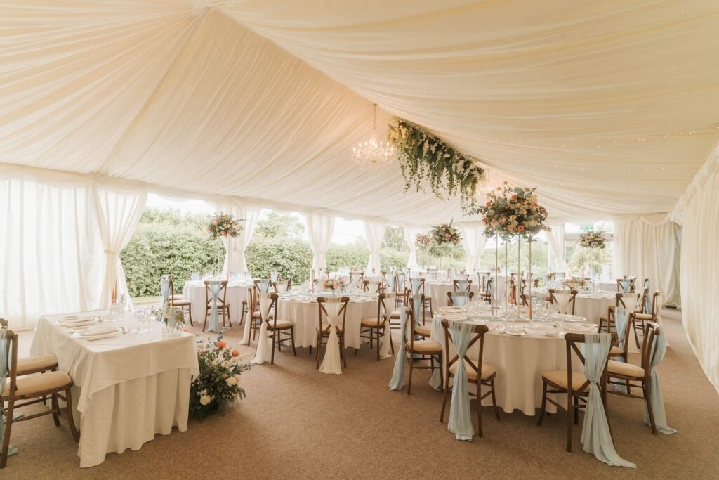 Hanging floral ceiling arrangement