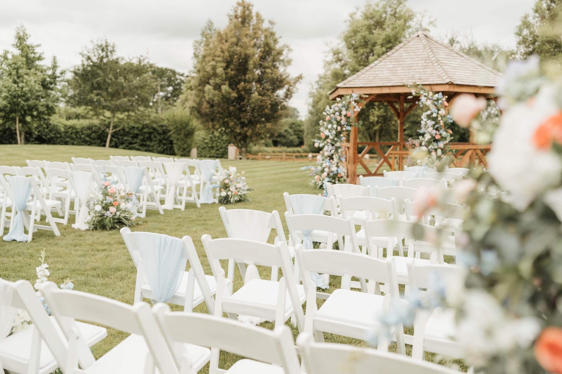 Outdoor wedding ceremony seating