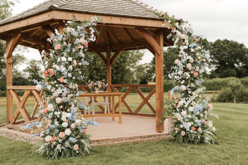 Pavillion with flower arrangements