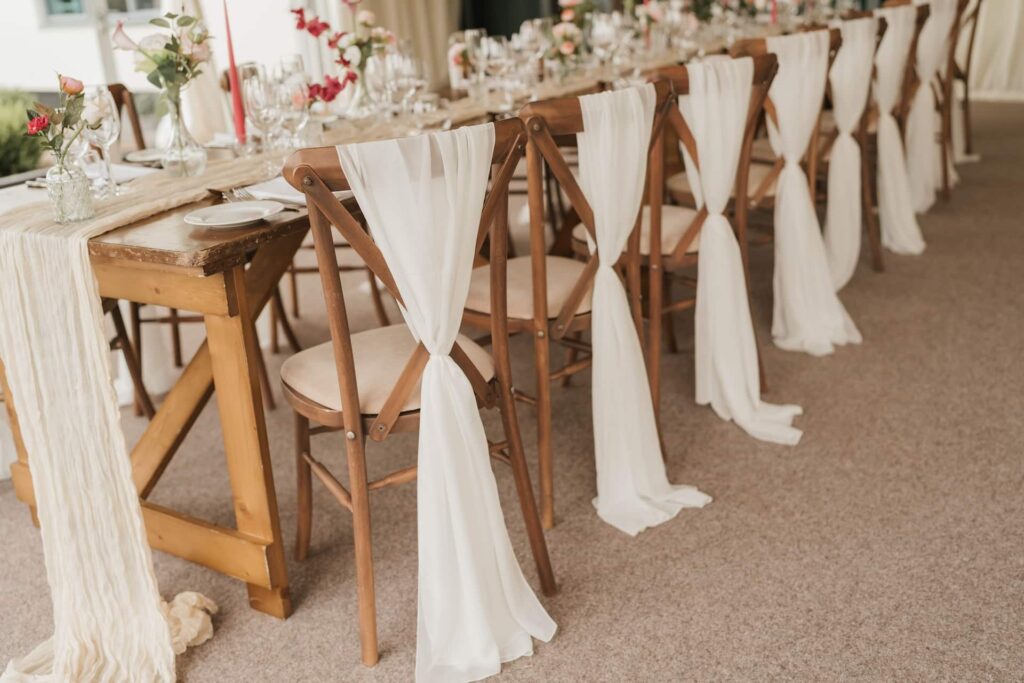 Long table wedding arrangement