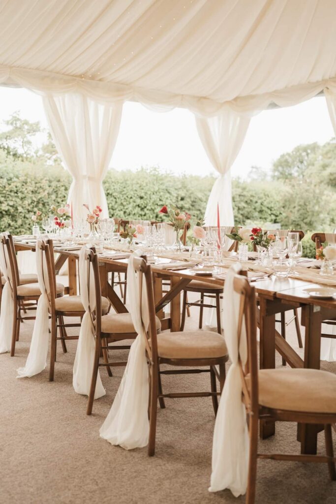 Long table wedding arrangement