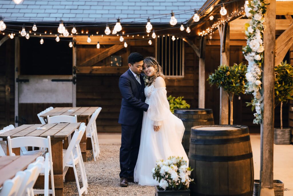 A couple in our barn courtyard area at night