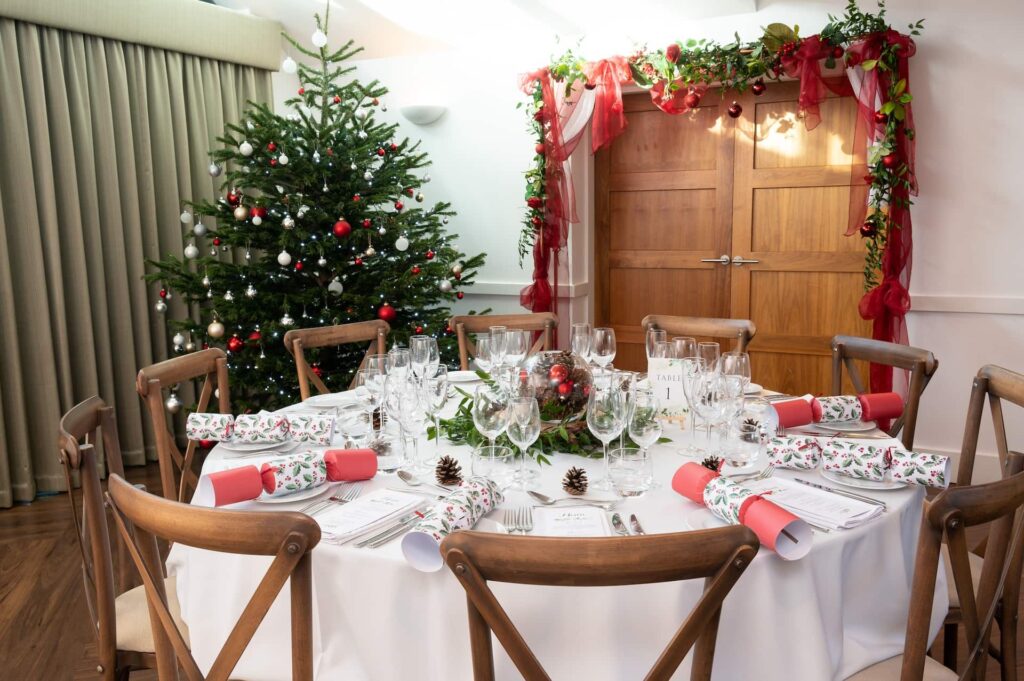 Table set up for a Christmas Dinner